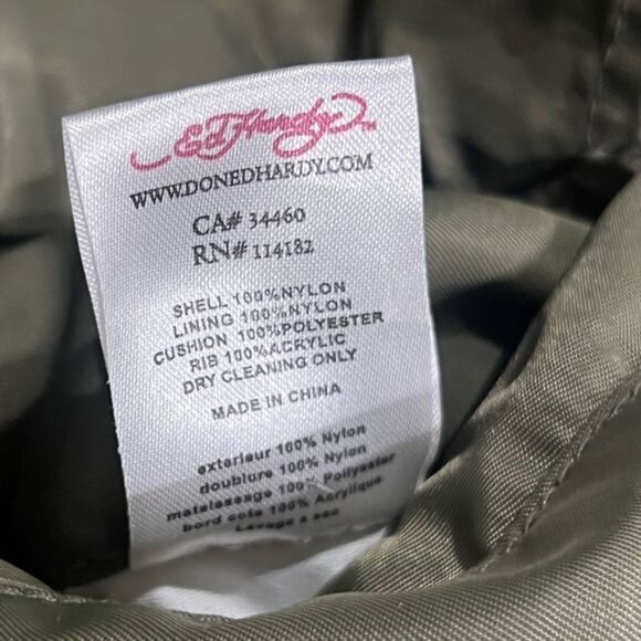 Ed Hardy Green Patches Bomber Jacket Coat Men’s Medium - Picture 8 of 9